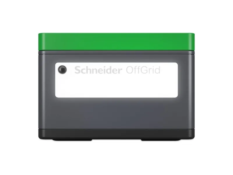Schneider OffGrid 330 - Transportabel strømstation - LCD, lithium-ion, 2 CEE 7/3 schuko stik, sinuskurve, 3 USB-A, 1 USB-C, trådløs oplader - AC 230 V - 330 Watt - Litiumion - 332 Wh - output-stikforbindelser: 2 - sort, grøn