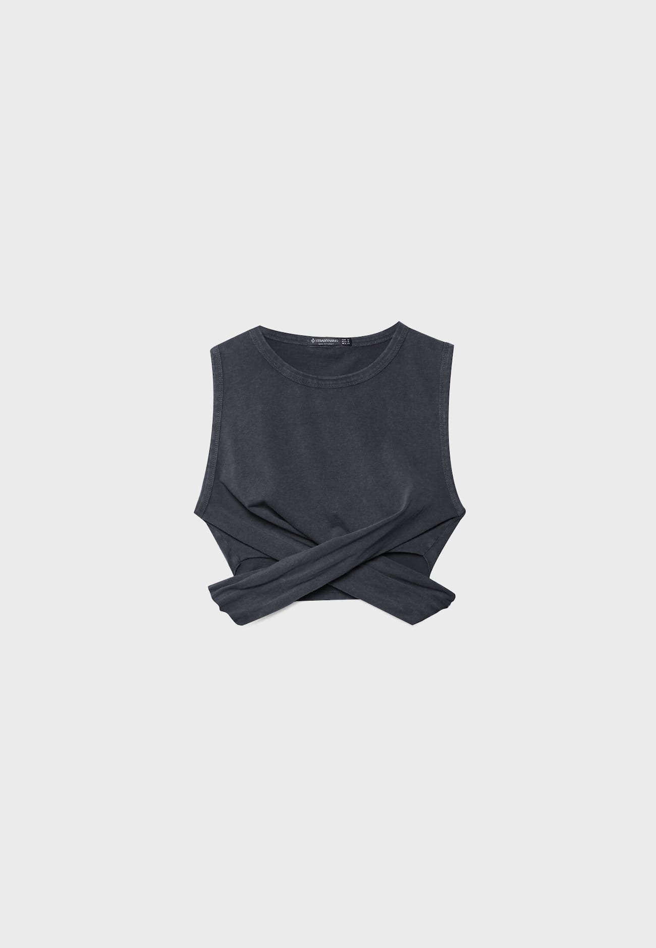 Top cropped cruzado desbotado