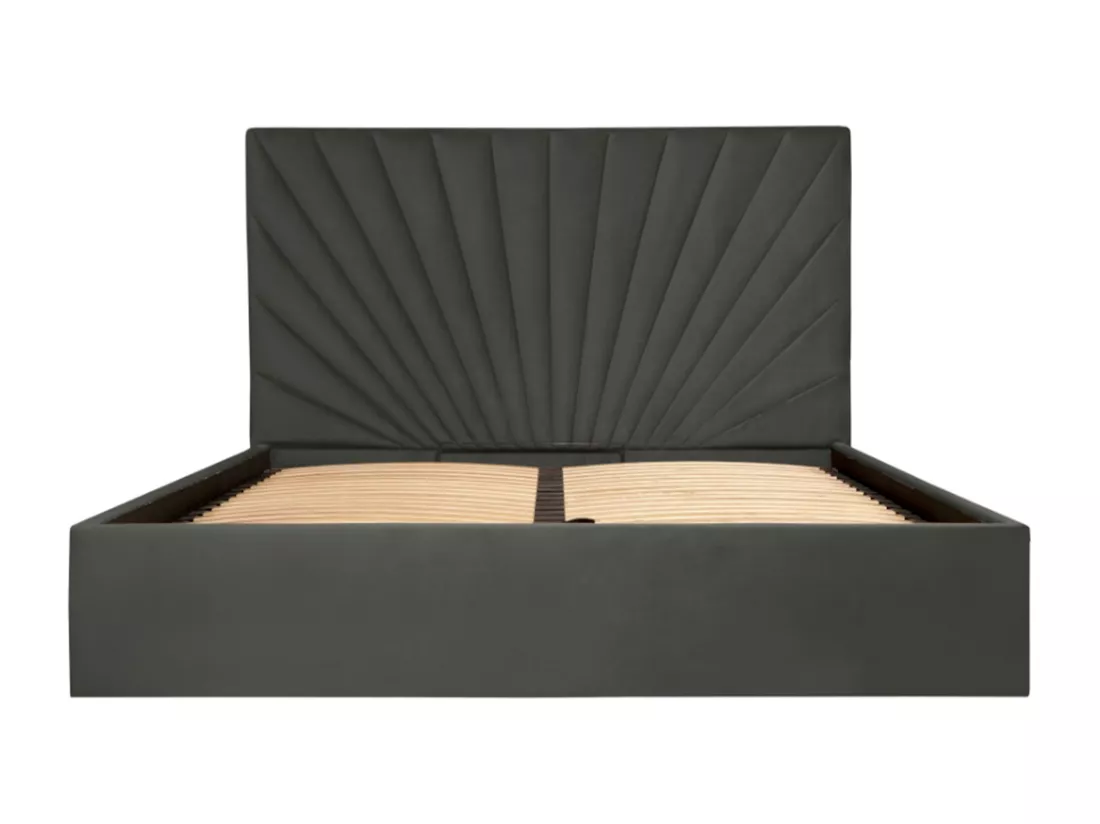Lit coffre 180 x 200 cm - Velours - Gris anthracite + Matelas - RILIODA de Pascal Morabito