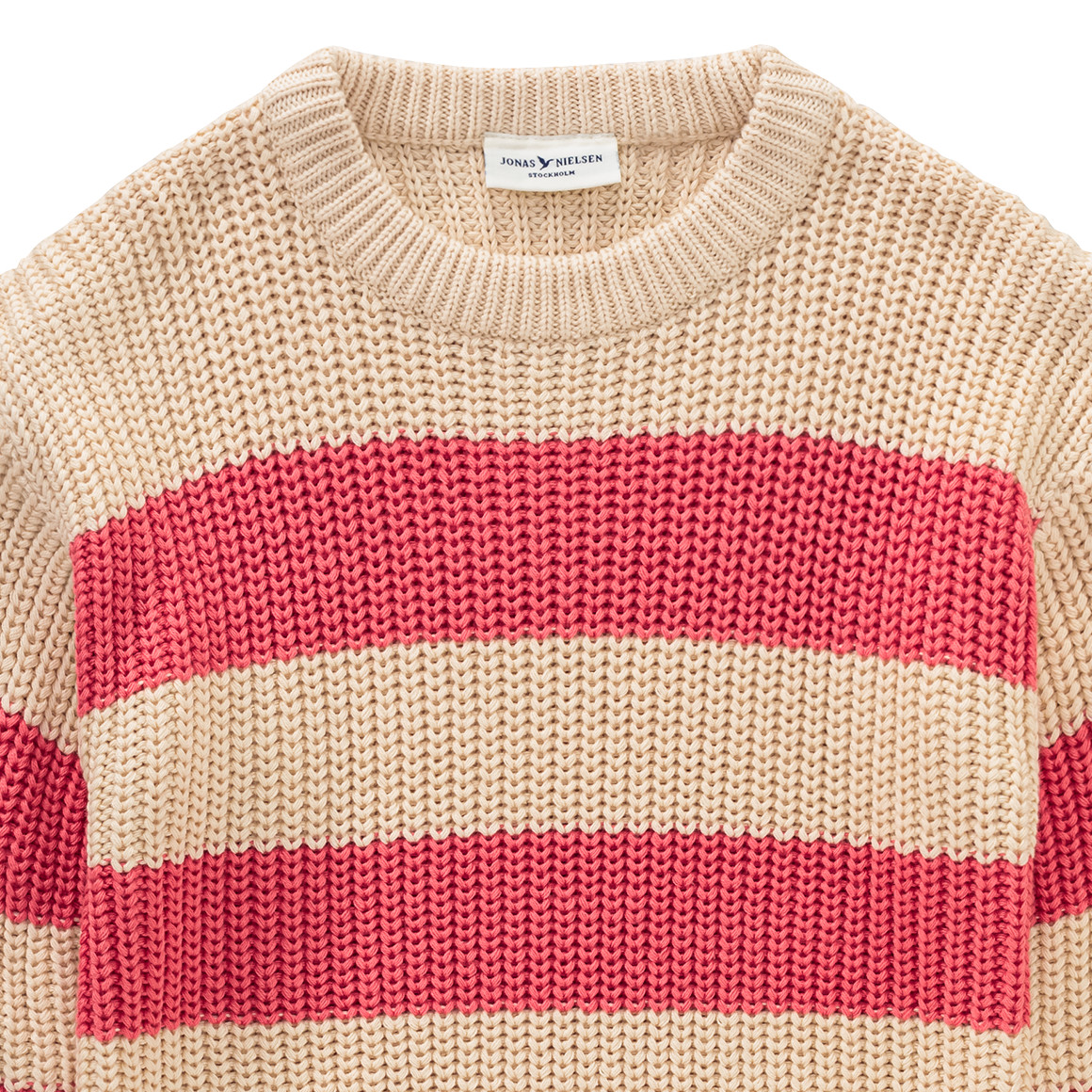 Jonas Nielsen Mädchen Strickpullover aus Bio-Baumwolle koralle / hellbeige