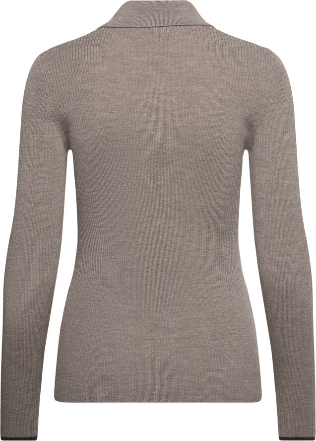 Rosemunde Long sleeve knit polo Brown grey mel