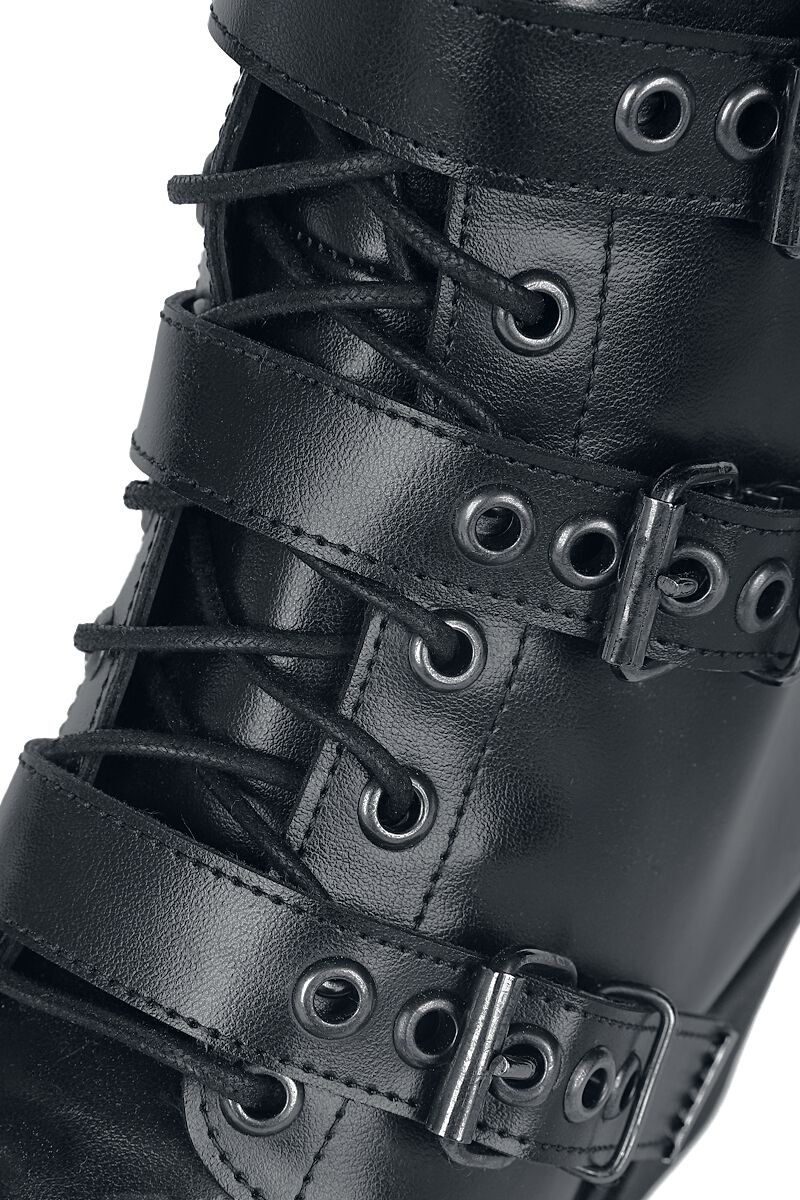 Bottines Noires Lacées avec Boucles | Rock Rebel by EMP Bottes lacées