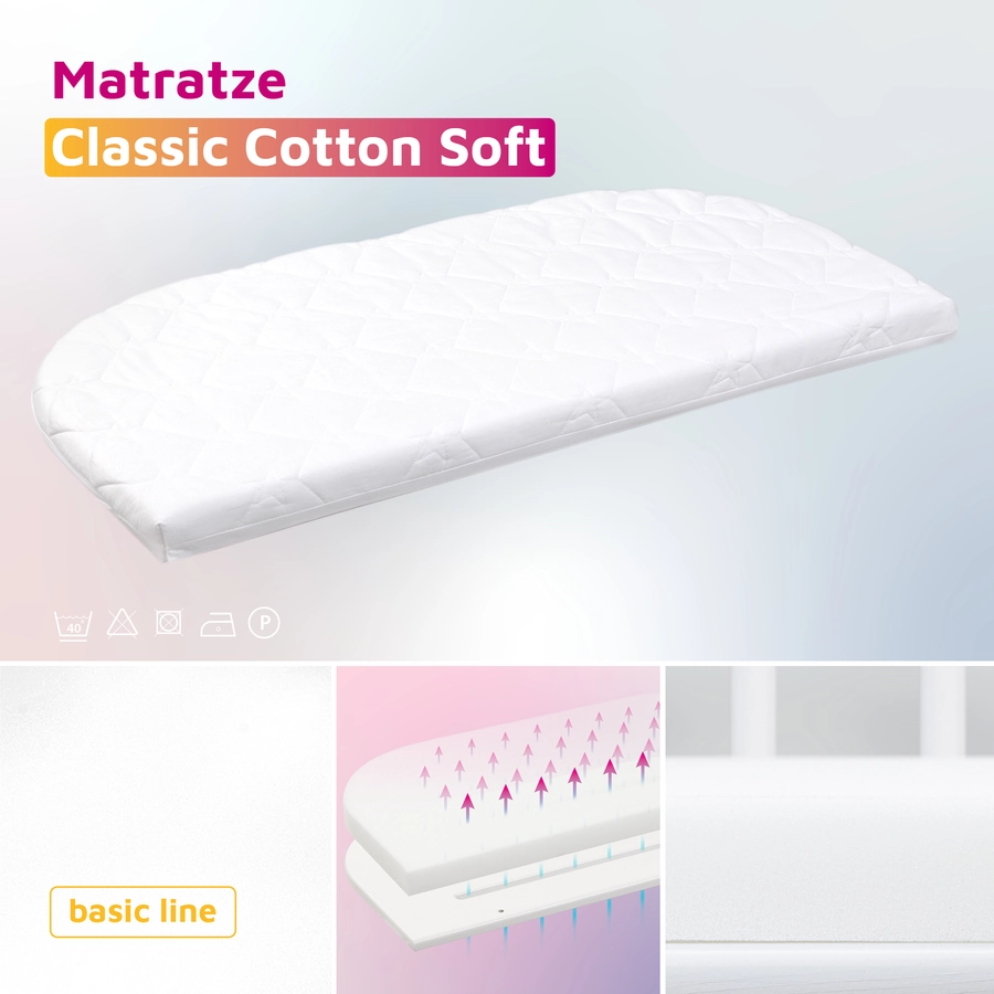 babybay Boxspring Comfort Plus Beistellbett weiß mit Matratze Classic Cotton Soft
