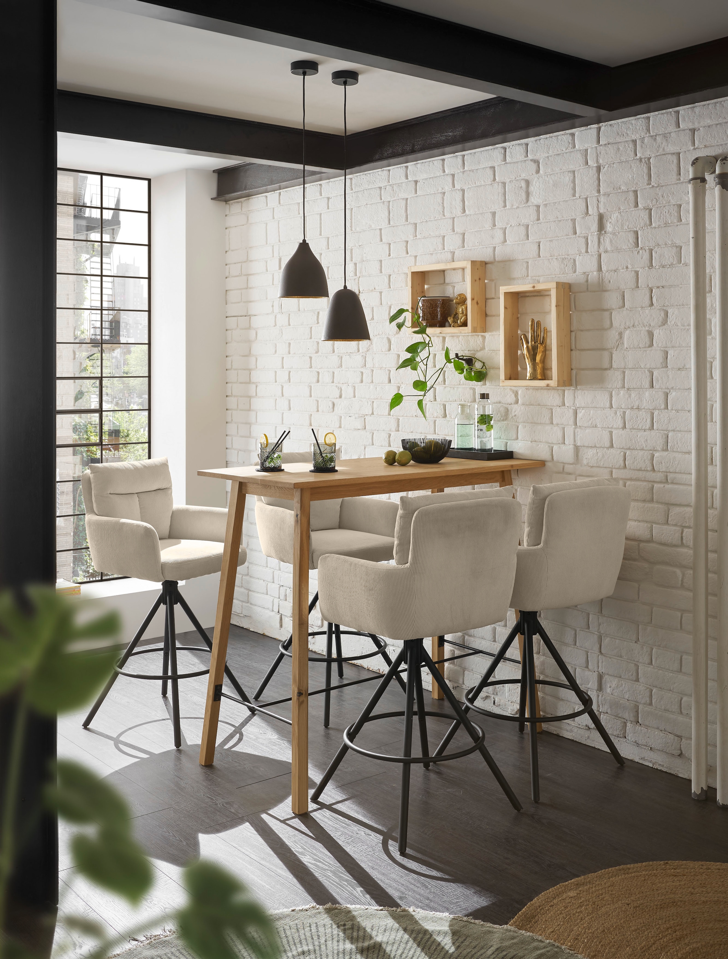 Stolkom Bartisch »Jules Eiche Massivholz geölt, Hochtisch BxHxT 120x104x60 cm« Skandi Look Eiche Massivholz geölt durchgehende Lamelle