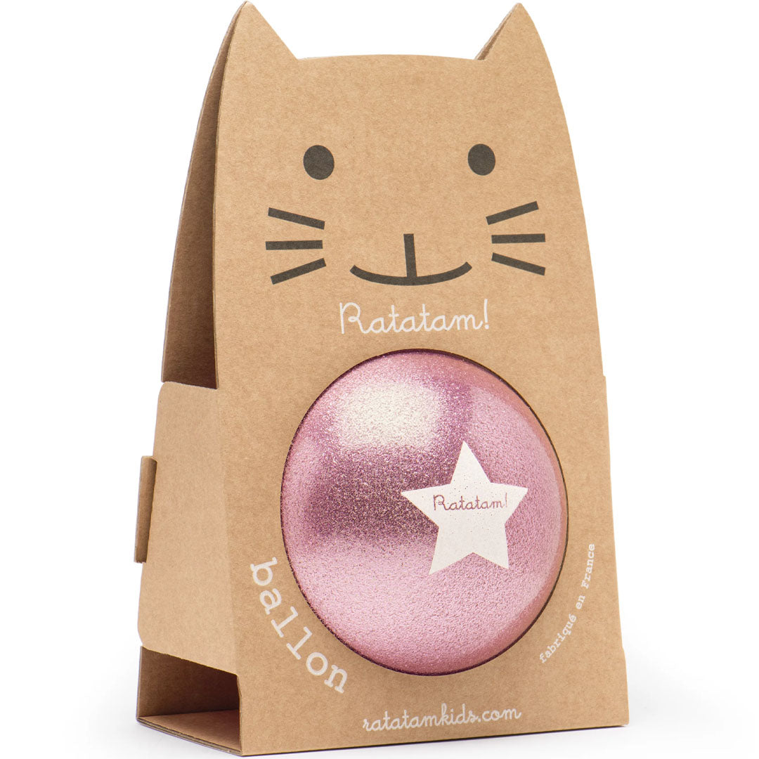 Ratatam speelbal glitter - roze - 22 cm