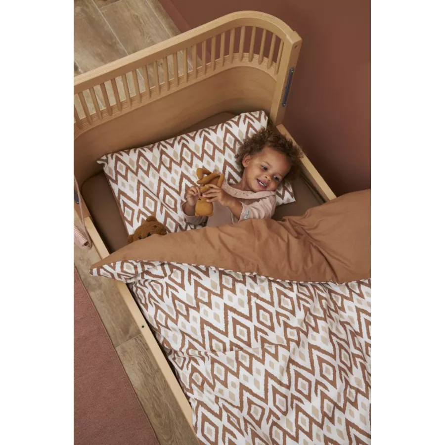 Meyco Bettwäsche Kinderbett 100 x 135 cm Ikat Sand  Uni Toffee