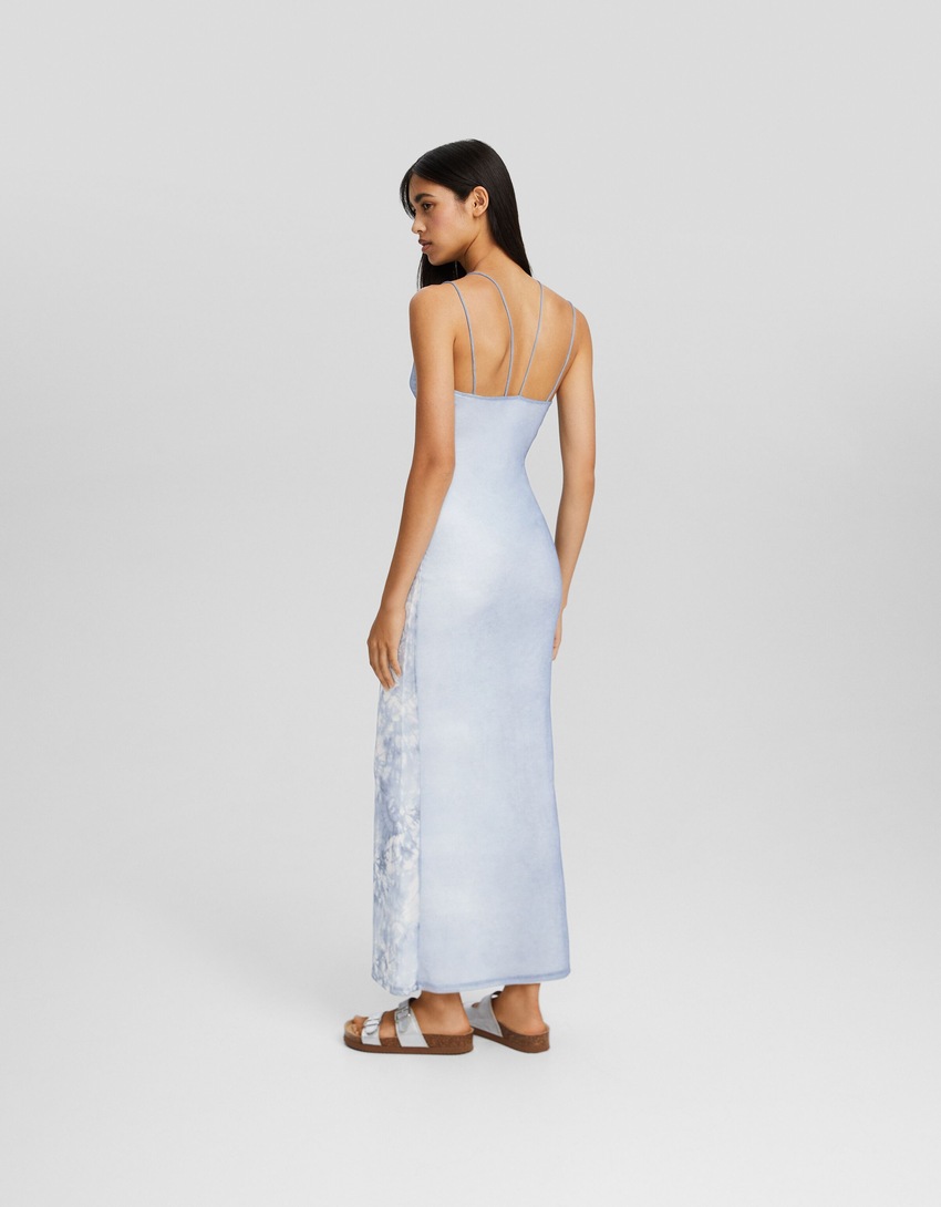 Vestido longo estampado com alças