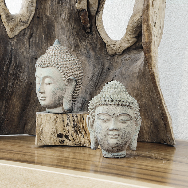 (11x16cm) Buddha Kopf Home Dekoration Garten Accessoire in Stein Optik