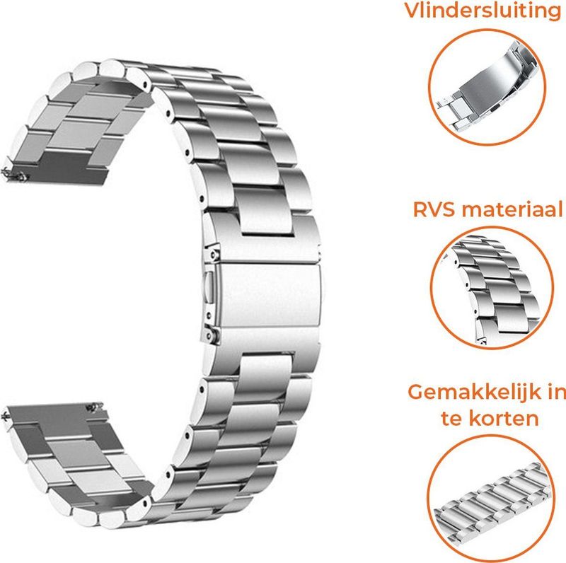 STRAP-IT - Stalen Band - Zilver - Geschikt voor Huawei Watch GT 3 Pro 46mm