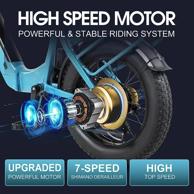 Bicicleta elétrica dobrável DYU 20 4.0 com pneus largos para adultos, 500W 48V 14AH, bateria LG, Shimano de 7 velocidades.