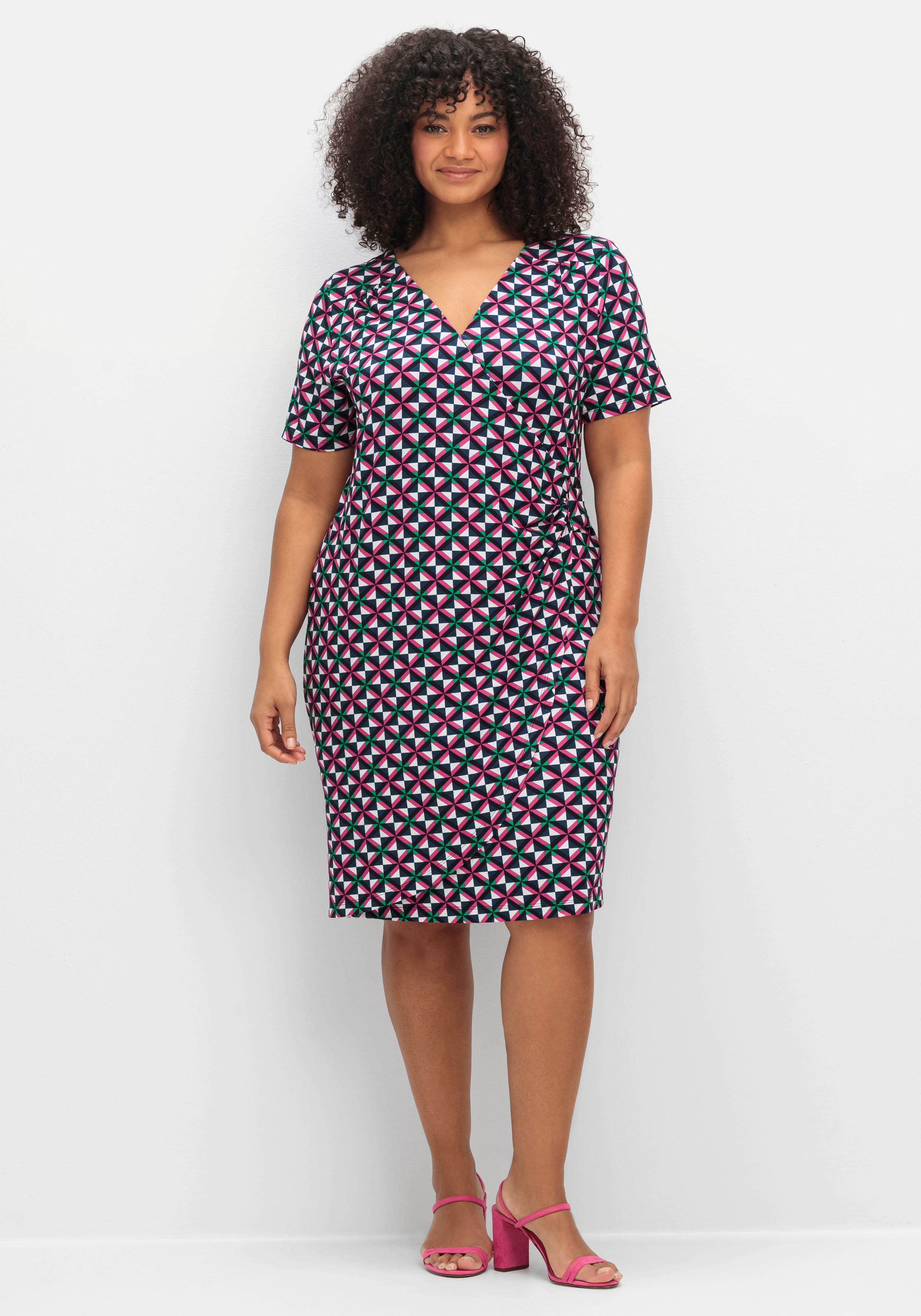 Jerseykleid in Wickeloptik, mit Alloverdruck