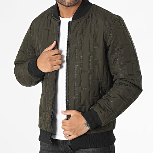 Veste Bomber Vert Kaki Noir Réversible