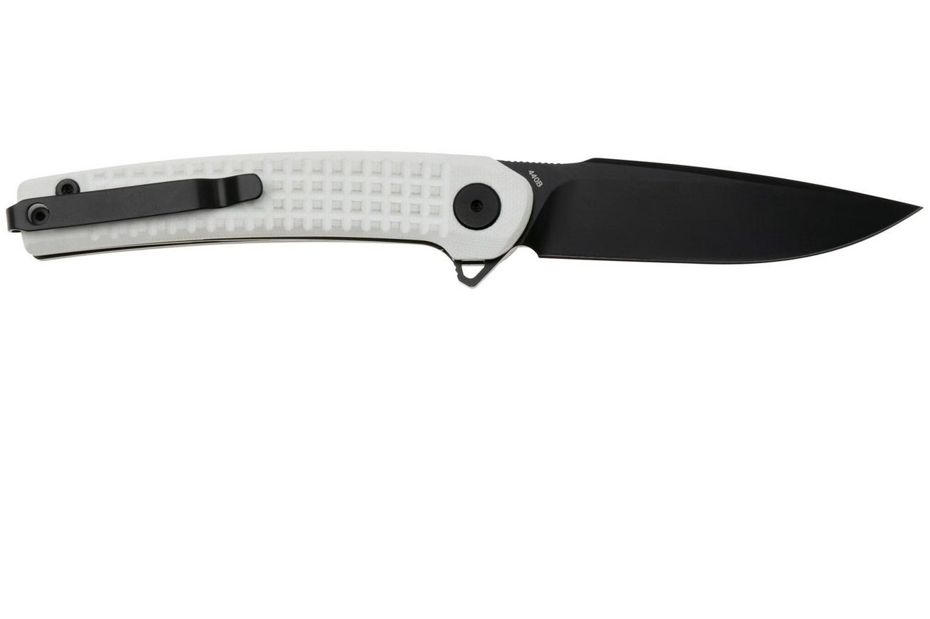 Böker Magnum Empery 01SC090 Black 440B, White G10, zakmes