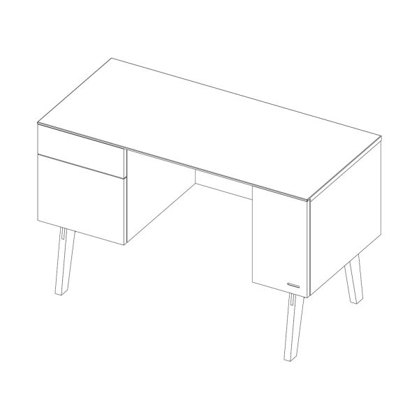 Kidsmill Sixties Bureau Wit Mat / Walnoot