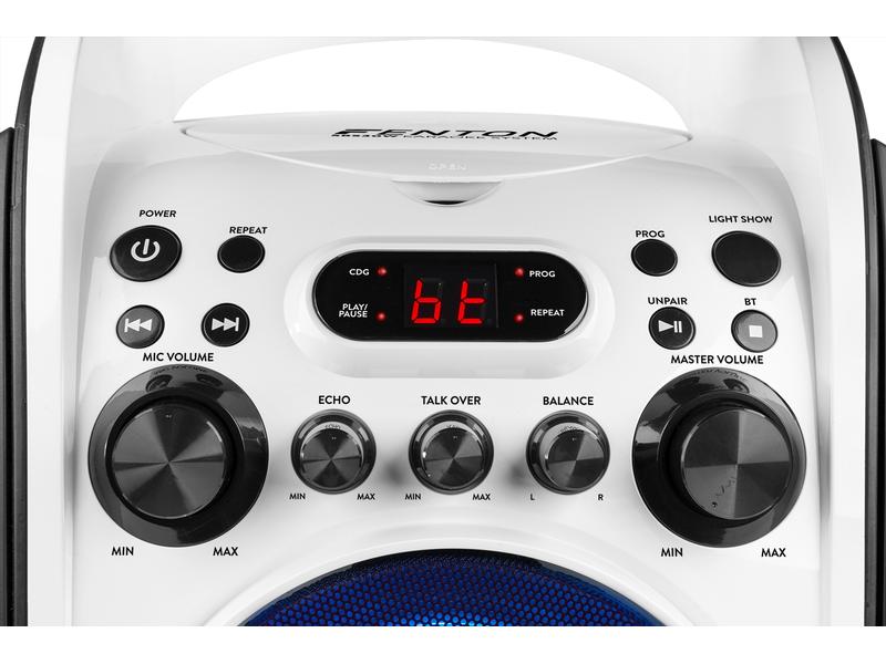 Fenton Lautsprecher Karaoke Maschine SBS30W Weiss Karaoke Set mit zwei Mikrofonen