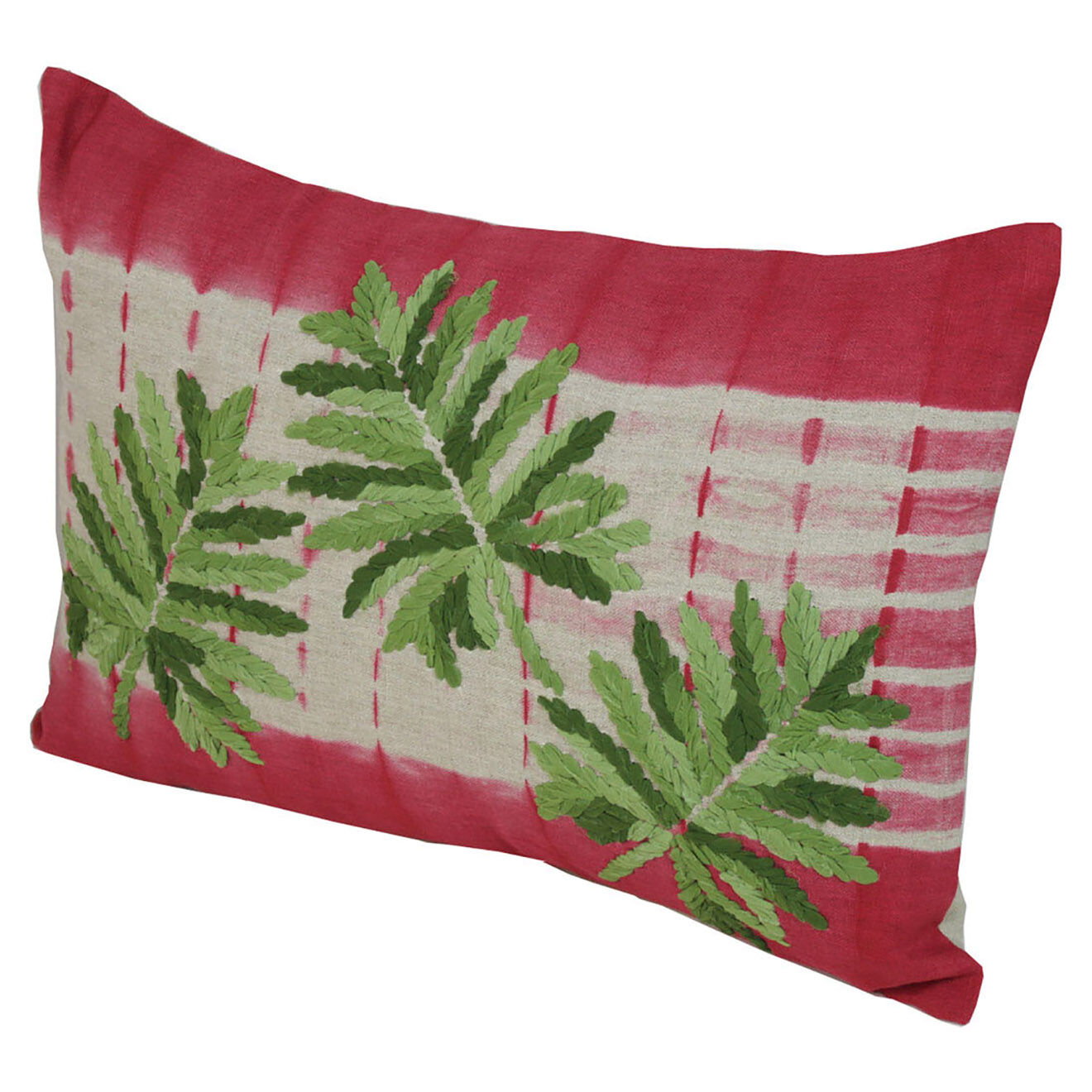En Fil d'Indienne Housse de coussin Tropical lin mélangé framboise - 35x50 cm