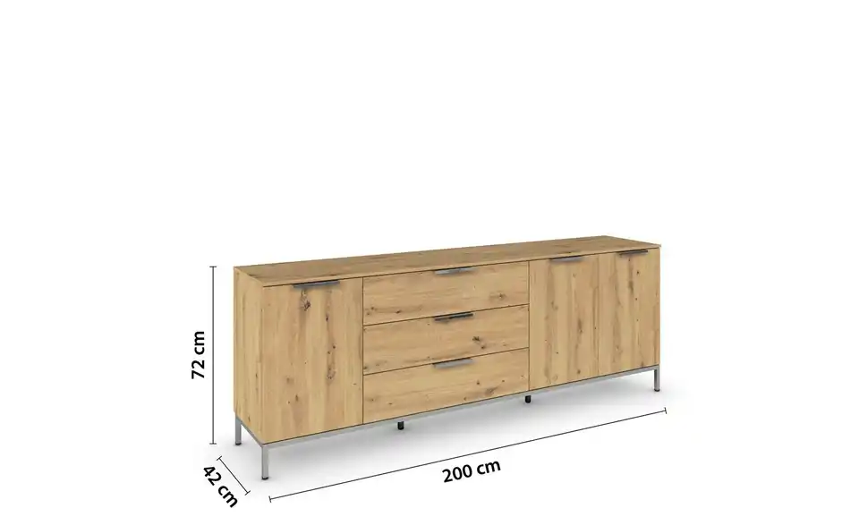 Sideboard Eiche Artisan (Nachbildung) Eiche Artisan (Nachbildung) Front: Dekor, Oberboden: Dekor verchromt