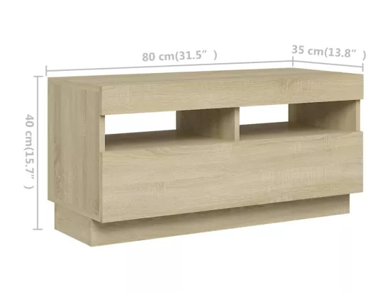 Meuble TV avec lumières LED Chêne sonoma 180x35x40 cm