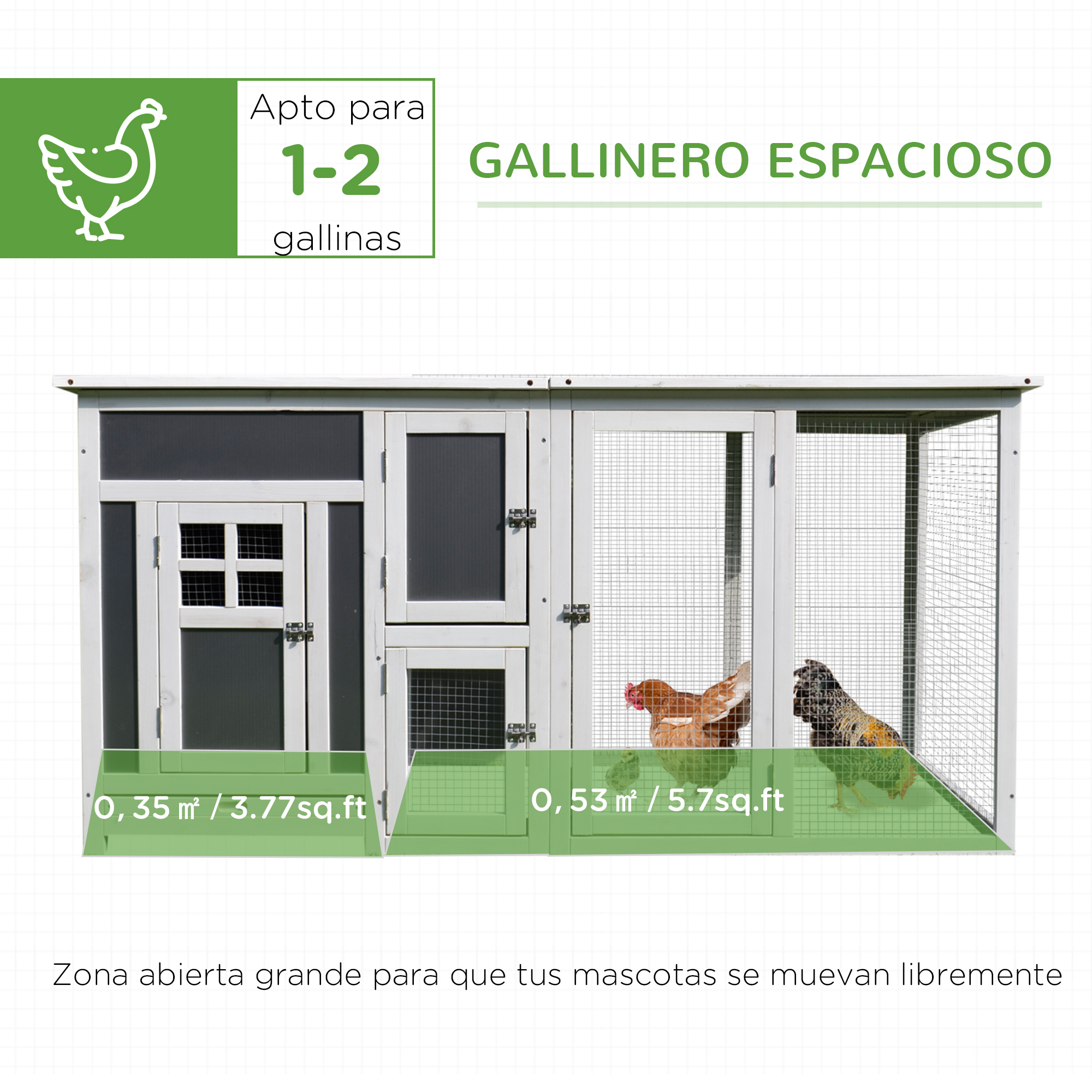 Galinheiro de madeira para exterior PawHut