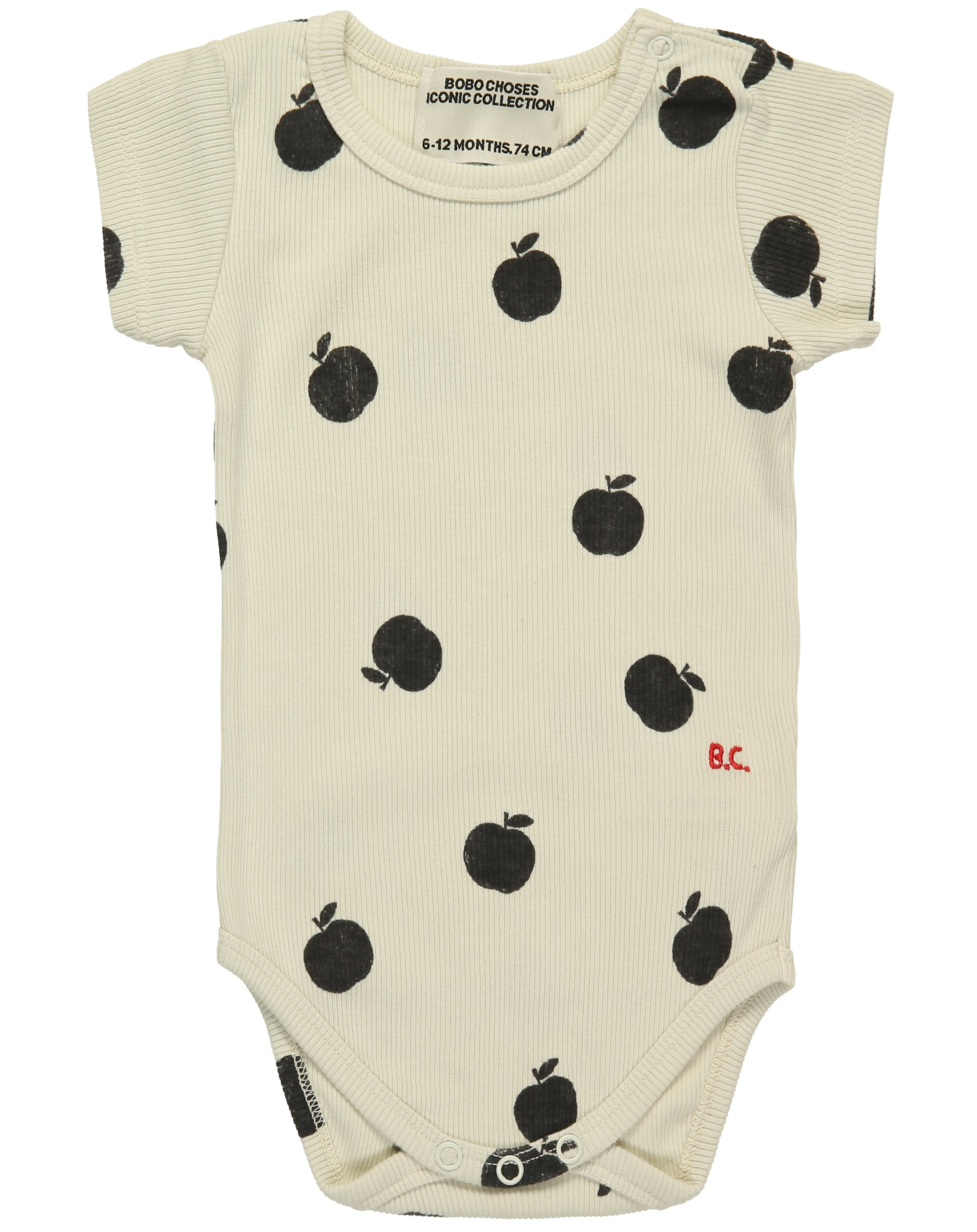 Kurzarmbody BABY - ÄPFEL in bone white