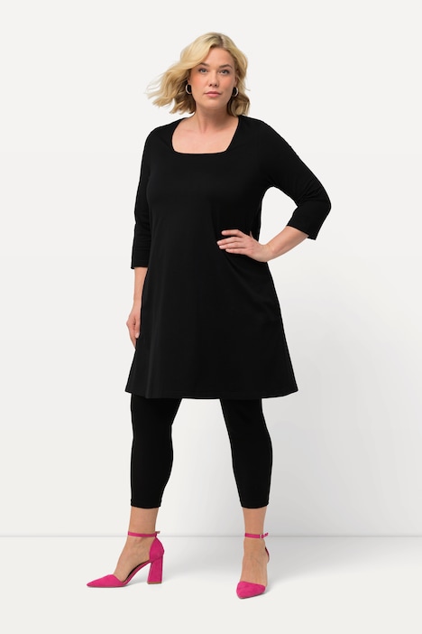 Longshirt, A-Linie, Carree-Ausschnitt, 3/4-Arm