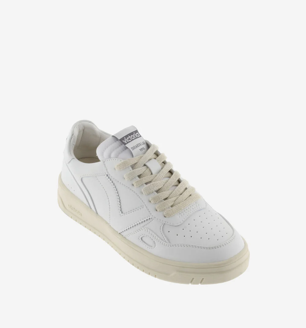 SEUL EFFET CUIR Baskets blanches unisexes BLANCO
