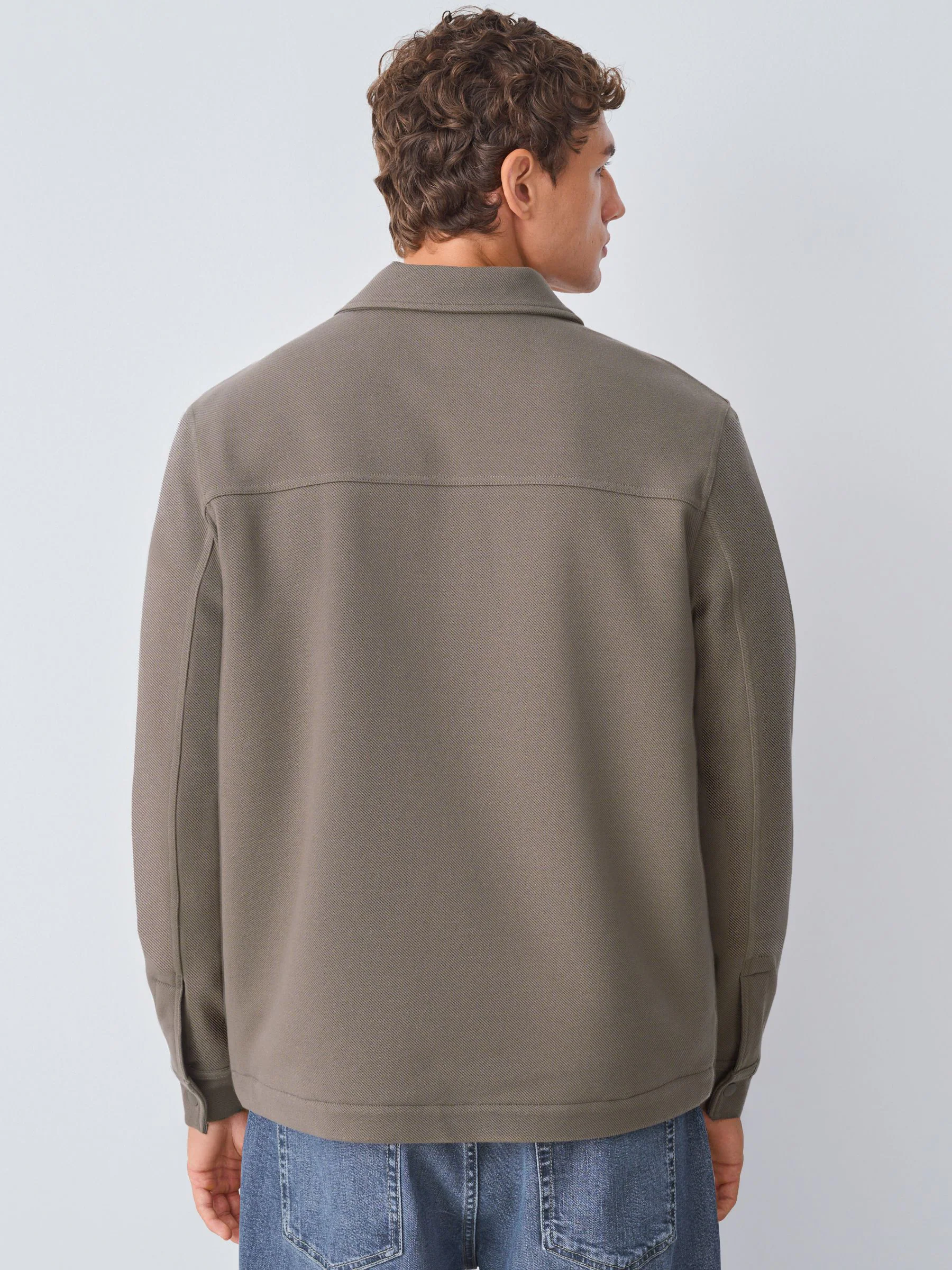 Naturel bruin - Zonder capuchon. - Borg overshirt met fleecevoering