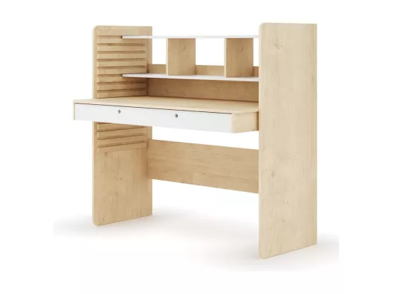 Bureau évolutif avec rangement panneaux de fibres bois et blanc LEWIS