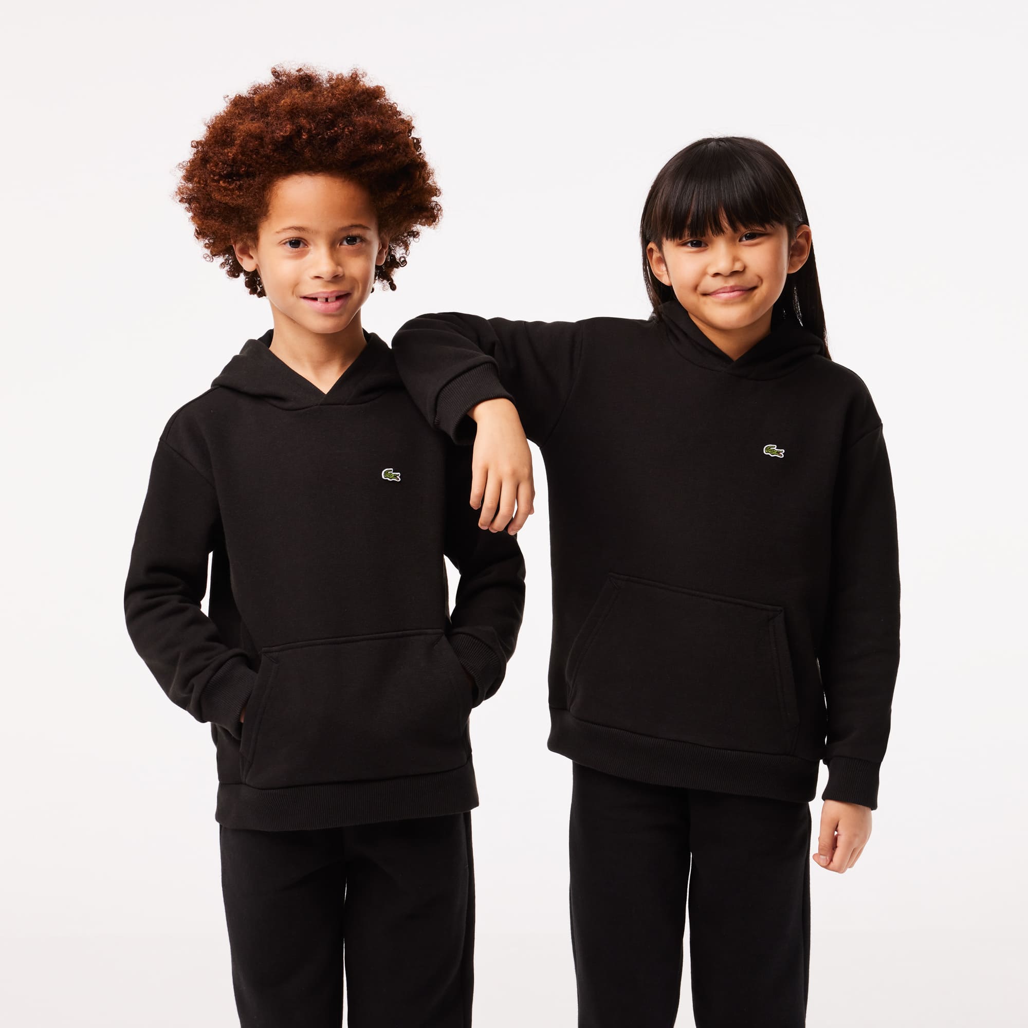 Sweatshirt à capuche enfant en molleton de coton biologique Pullovers & Sweatshirts - Noir - Lacoste - Enfant