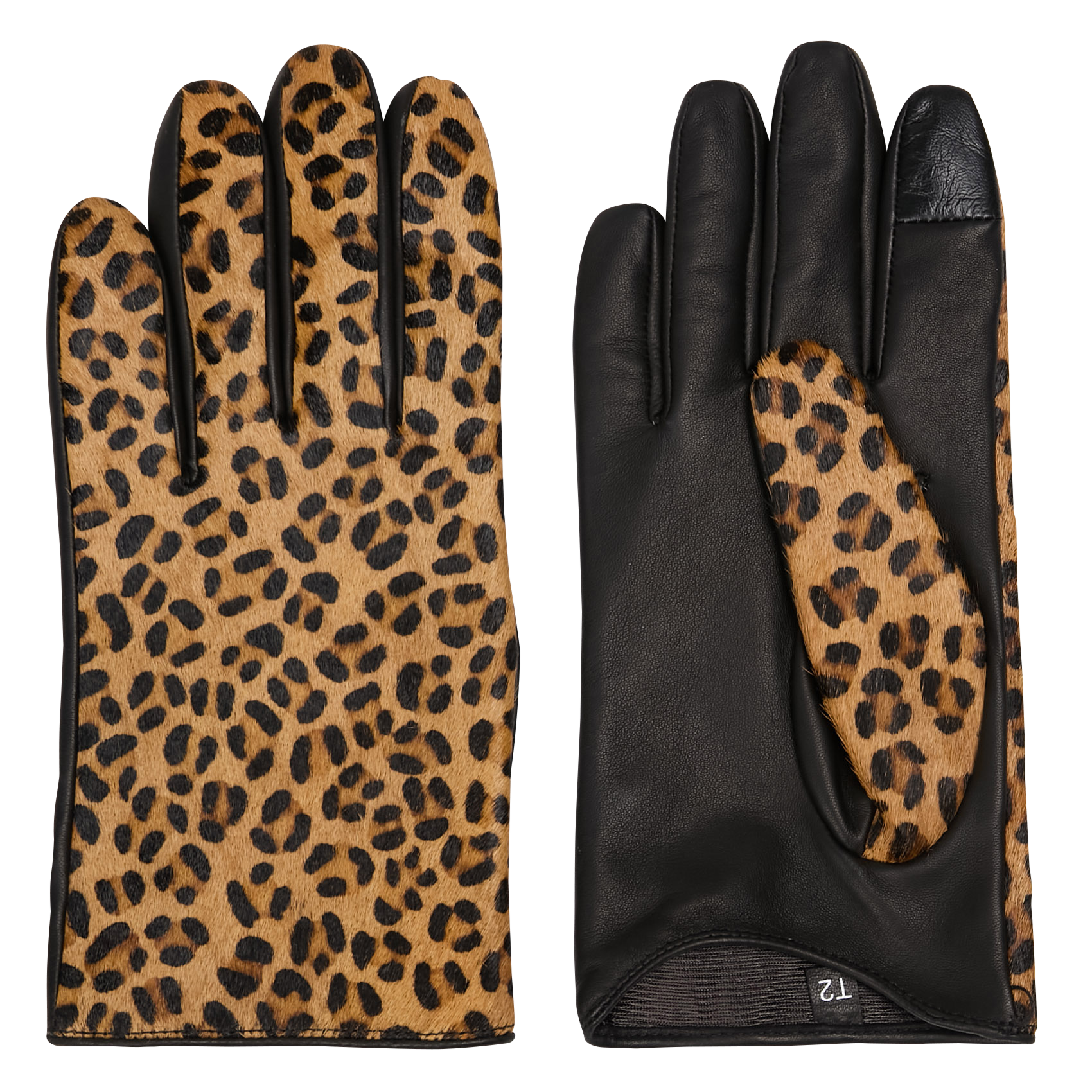 ASTRIO - Gants léopard en cuir poulain | Marron