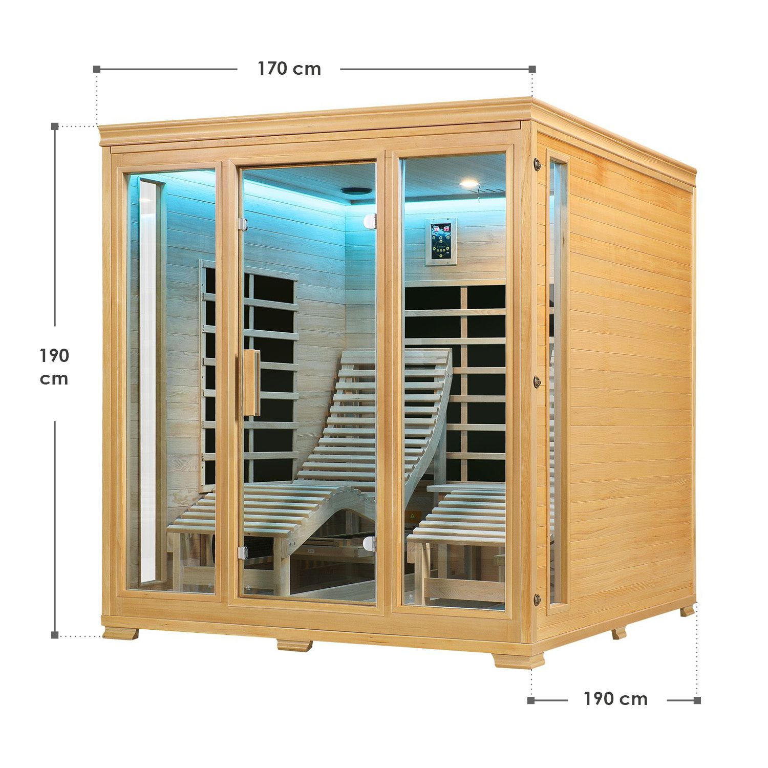 Artsauna Infrarotkabine Wärmekabine Billund Flächenstrahler & Hemlockholz