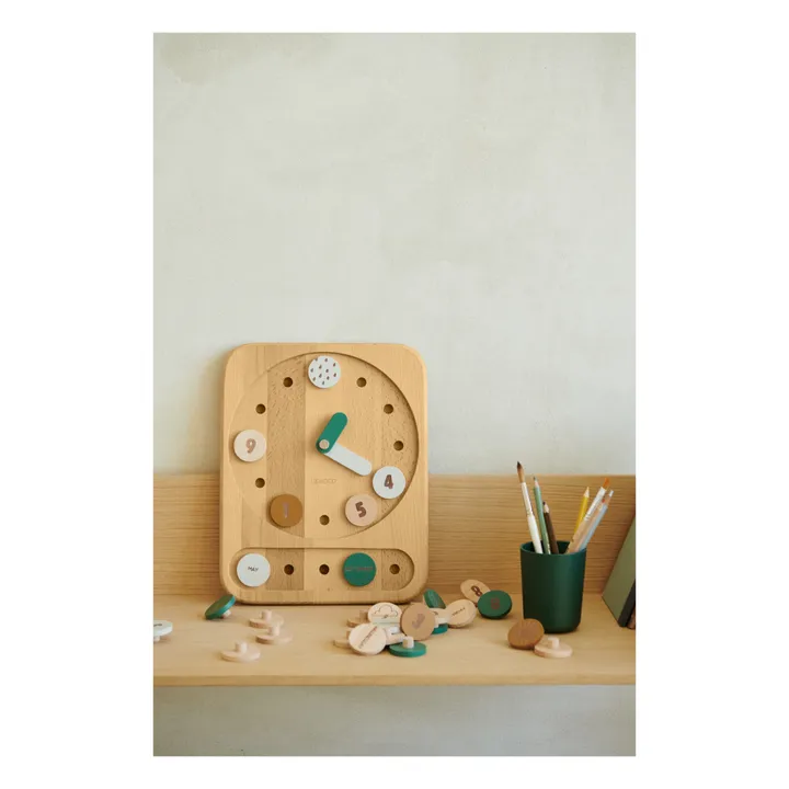 Liewood Horloge éducative Yelena en bois | Vert