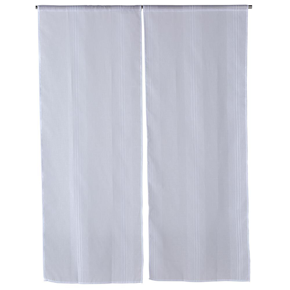Vitrage droit passe tringle uni blanc 60x160 cm x2