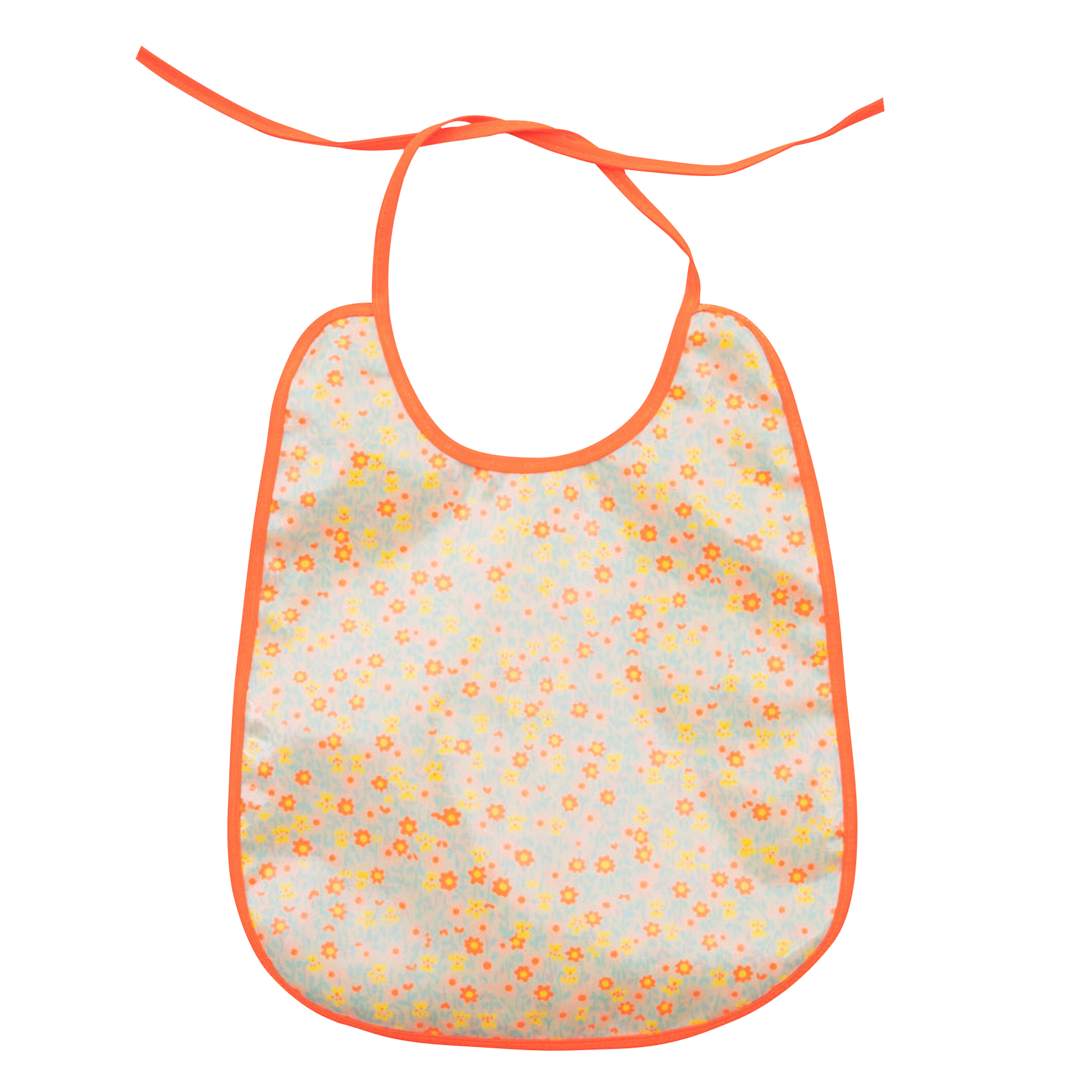 Bavoir imprimé fleuri en coton enduit | Blanc