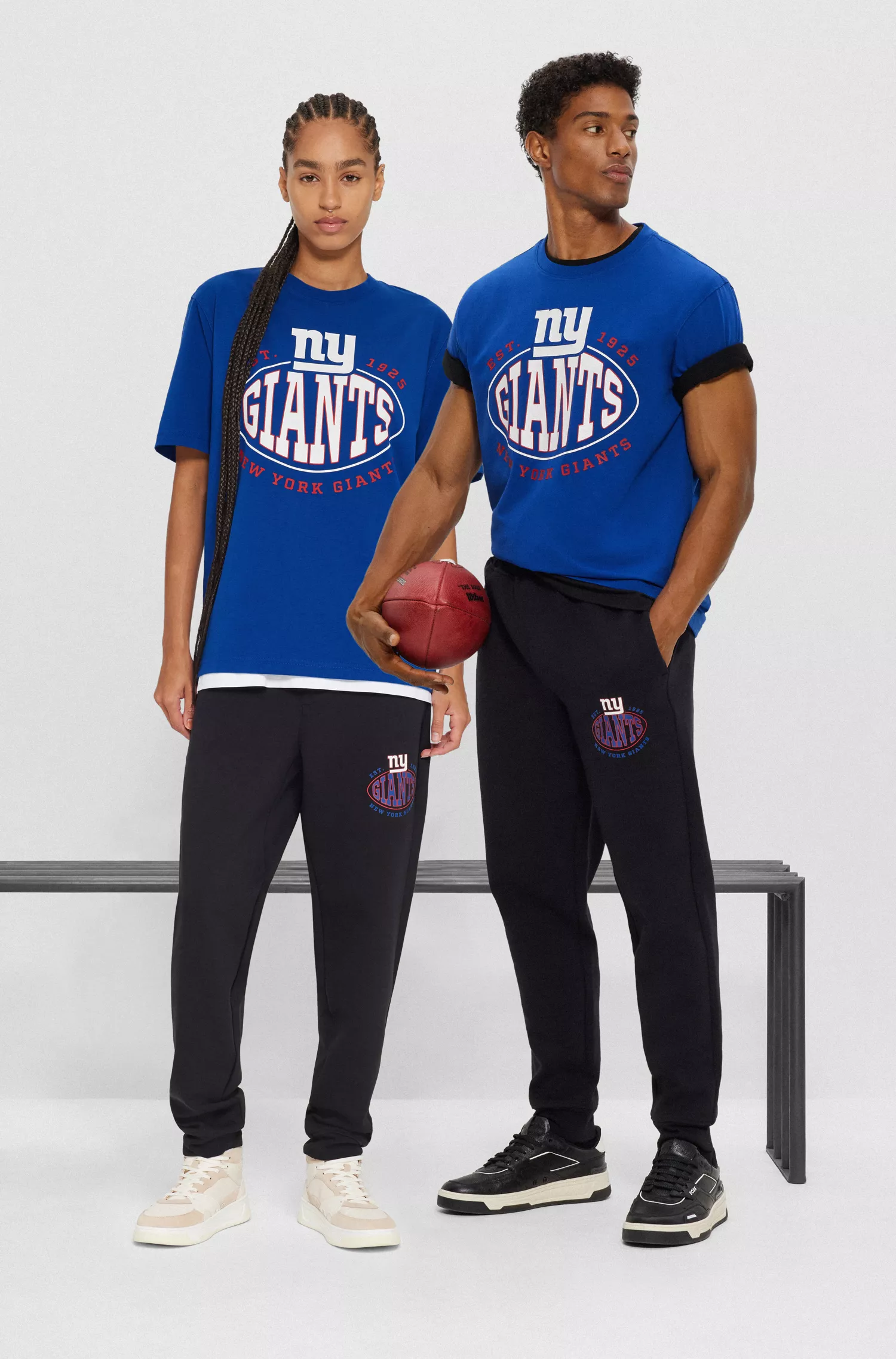 Camiseta BOSS Orange-BOSS x NFL em algodão stretch com estampa da colaboração.