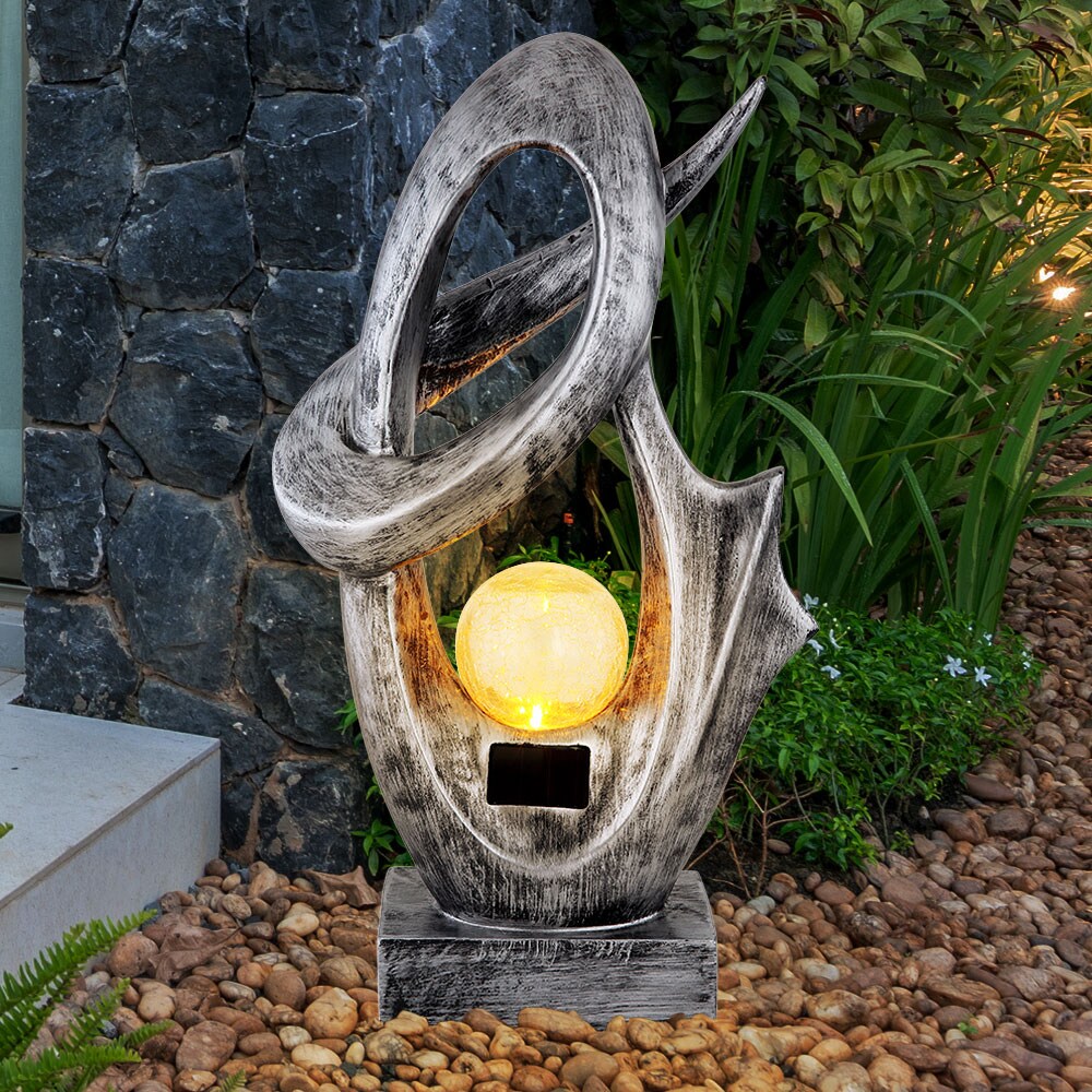 LED Solarlampe, Crackle Glas, silber, wetterfest,H 45 cm