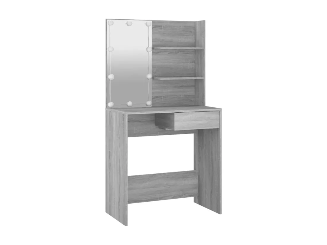 Coiffeuse avec LED Sonoma gris 74,5x40x141 cm