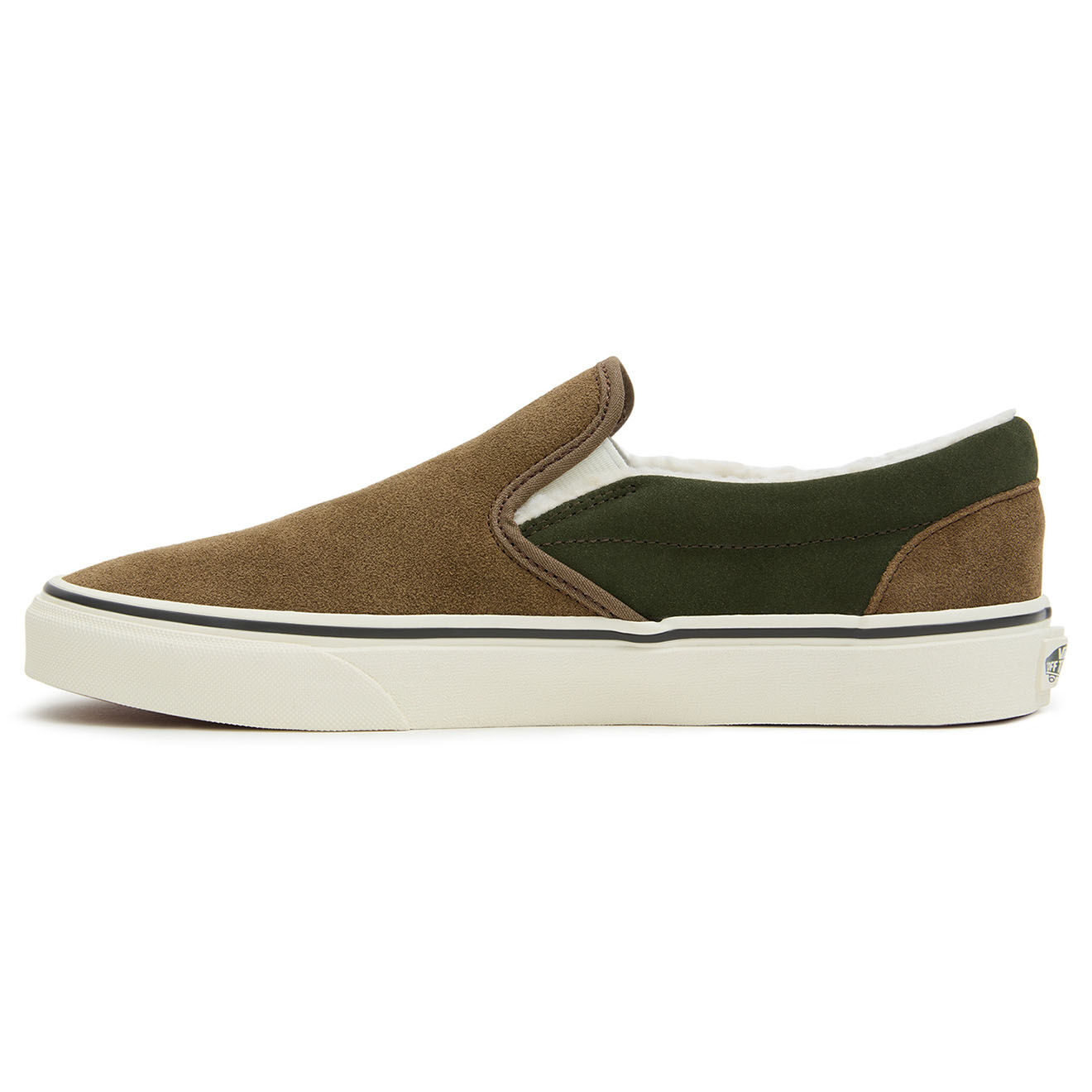 Vans Slip-on en Velours de Cuir Classic fourrées marron/kaki