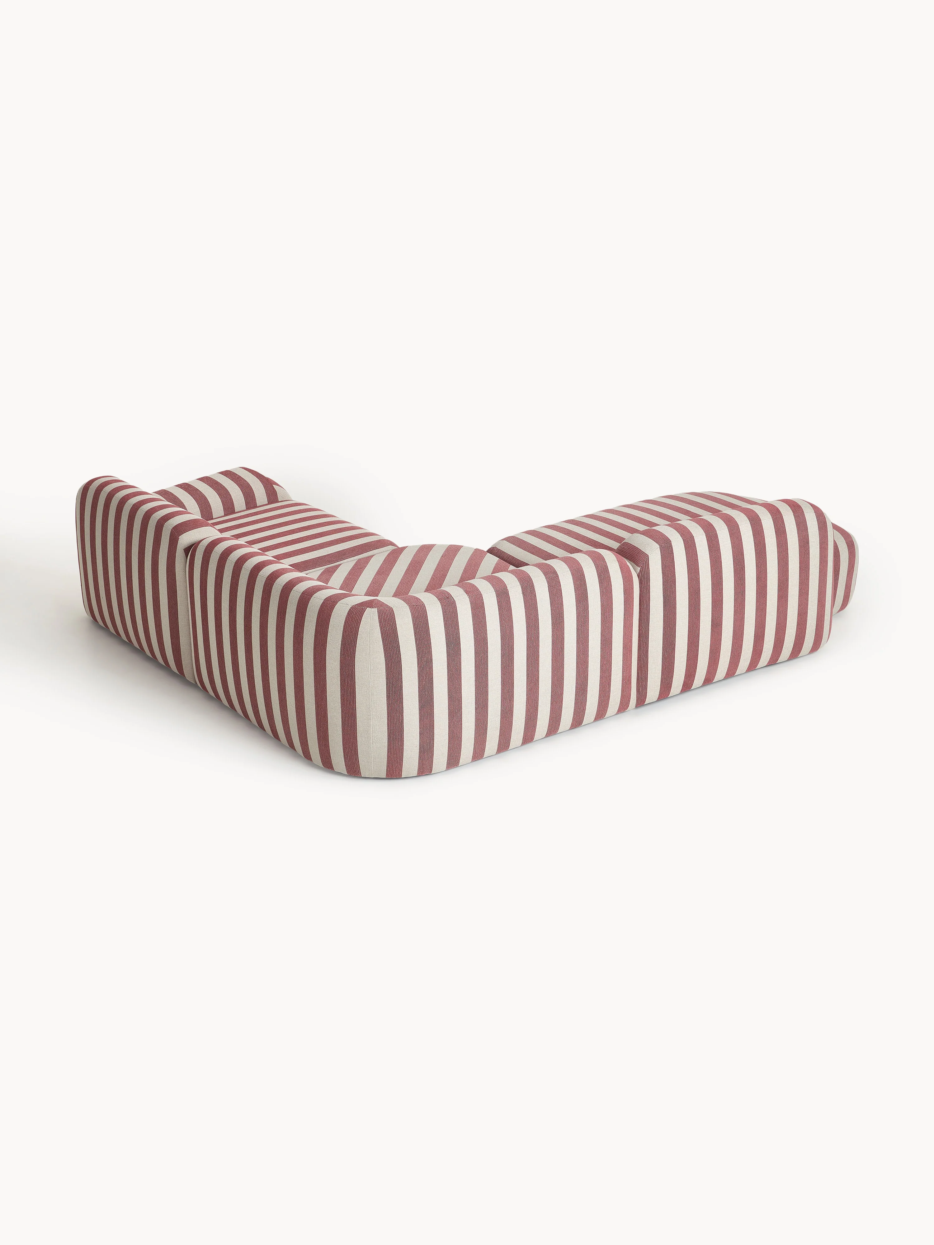Gestreepte modulaire hoekbank Wolke (4-zits) met chaise longue