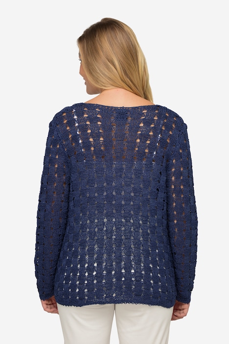 Pullover, Strukturstrick, Bändchengarn, Langarm