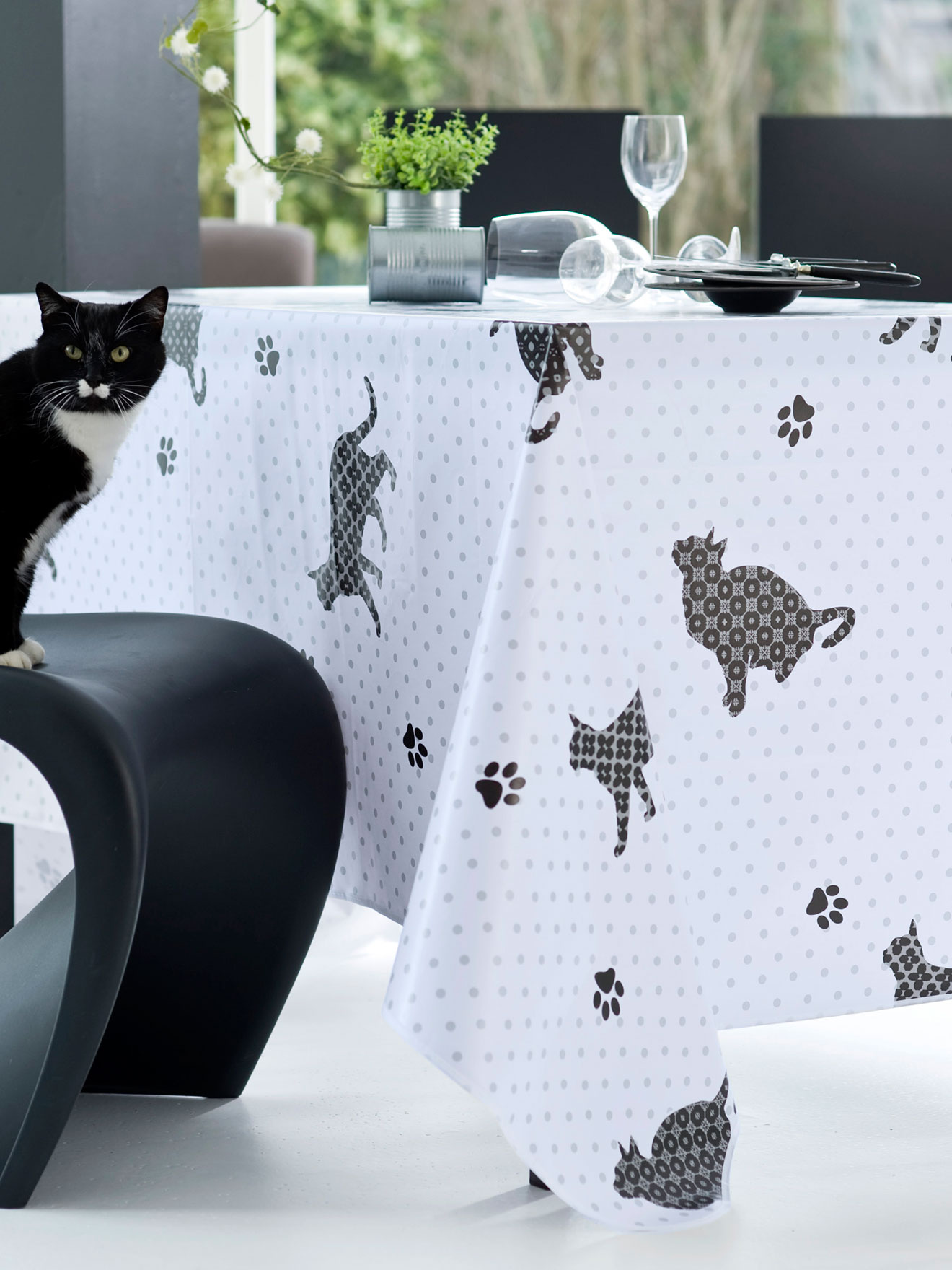 Toile cirée CAT GRIS