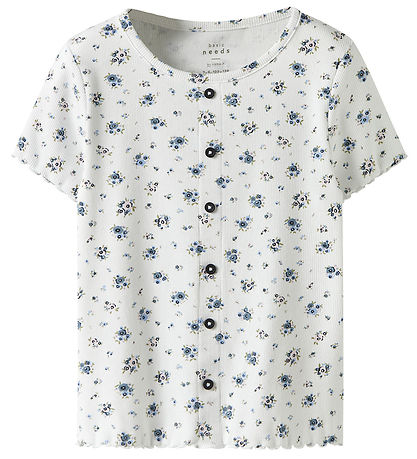 Name It T-Shirt - Rib - NkfVemia - Bright White/Blumen