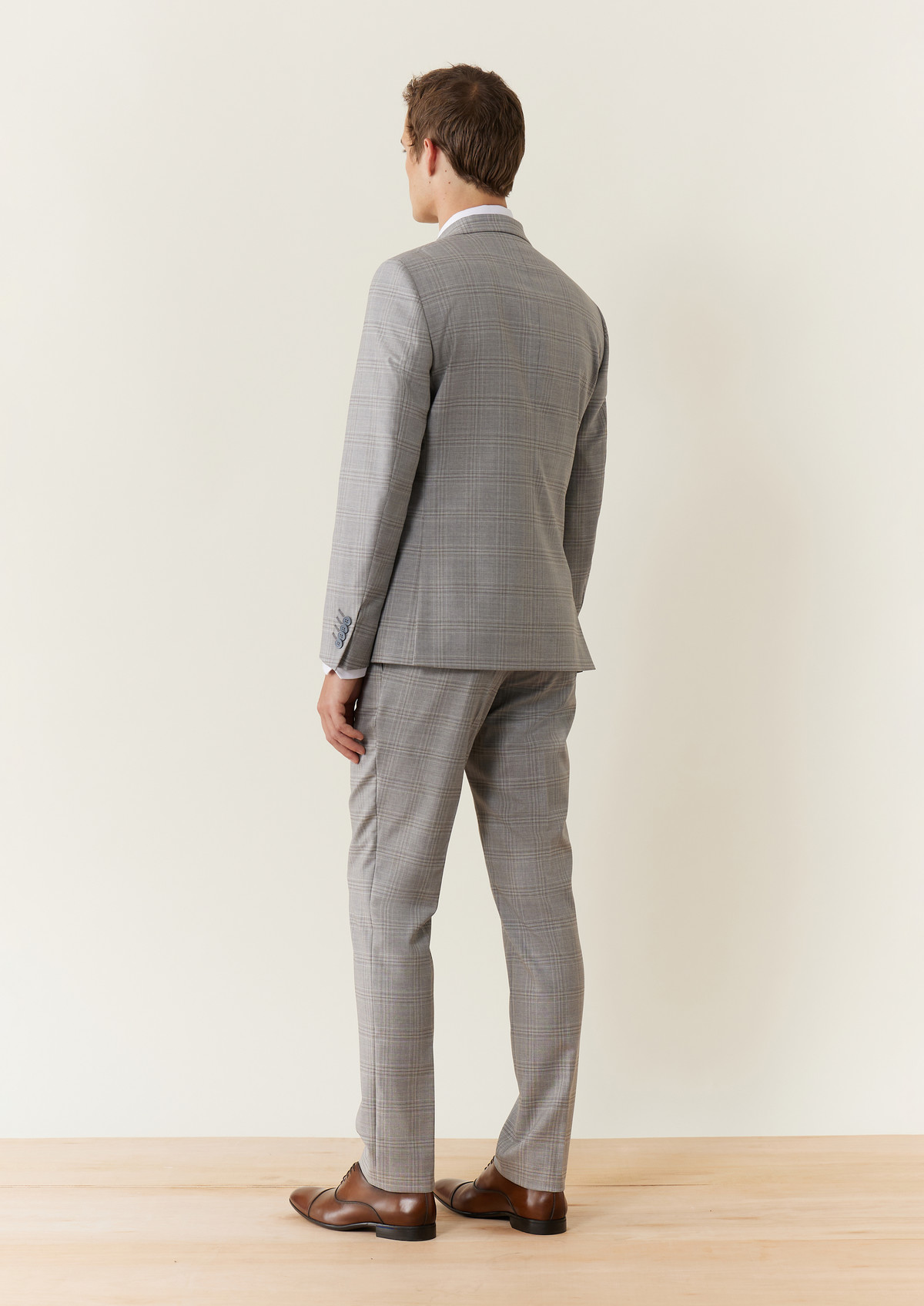 Costume 2 pièces Slim en laine gris clair Prince de Galles