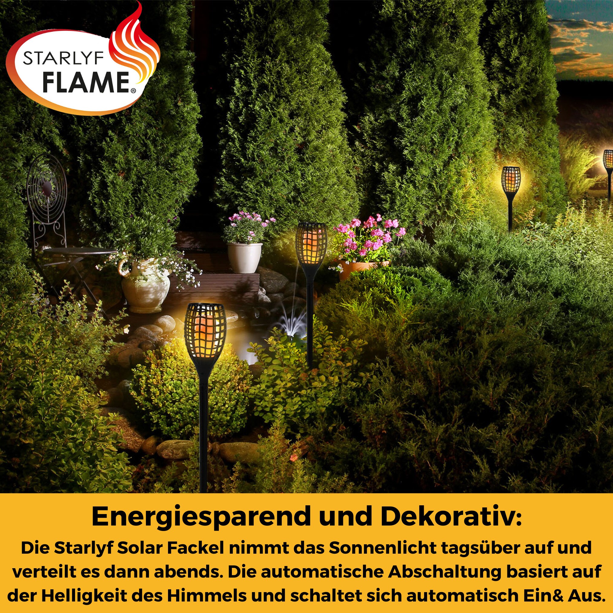 Starlyf® LED Solarleuchte, Solar Feuer Fackel für den Garten Flame