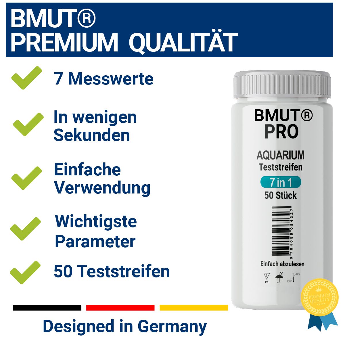 BMUT 7in1 Aquarium Teststreifen Wassertest Teich Fische Wasserqualität Tube