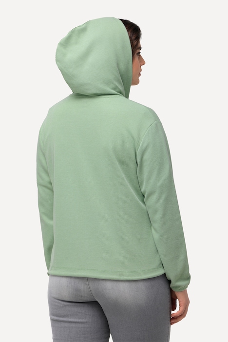 Sweatjacke, Piqué-Struktur, Kapuze, Kaktus-Stickerei