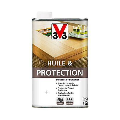Huile et protection meubles et boiseries V33 incolore mat 0,5L