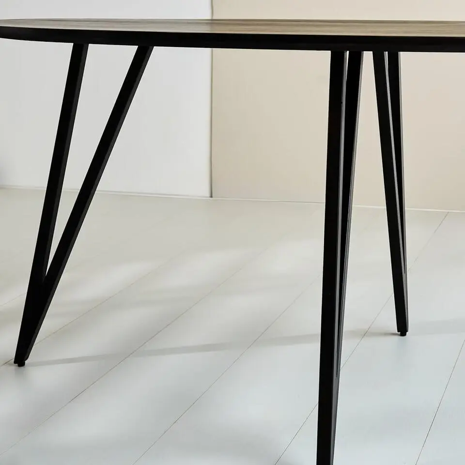 Zwart ovale eettafel Cesar 170x90 cm - Mangohout - Zwart