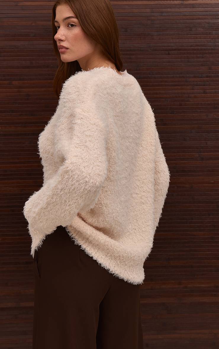 Crème Synthétiquell Oversize En Maille Peluche