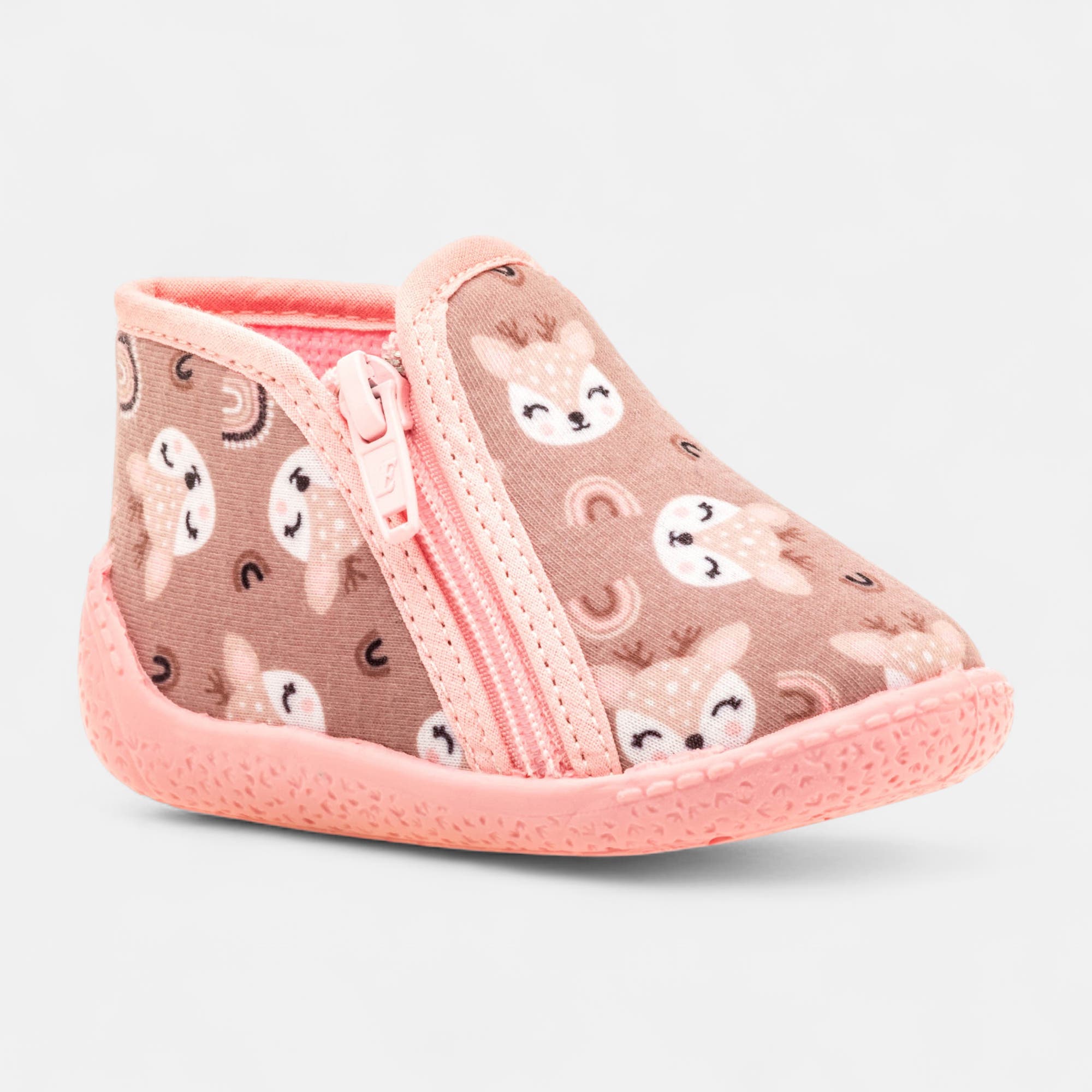 Pantoufles botillons zippés Bébé fille beige